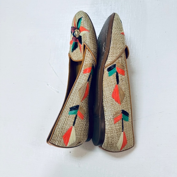 Tory Burch Geraldine Raffia Flats -  beige Flats, Shoes 5.5 M - Picture 3 of 8